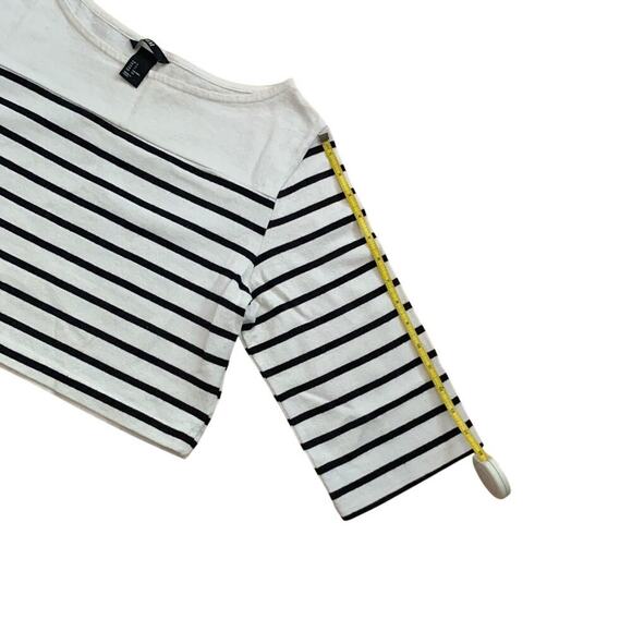H&M Blue White Striped Crop Wide Sleeve Knit Top Size S Nautical Preppy Beachy - Picture 6 of 9